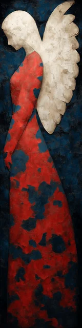 Free angel bookmark featuring red dress angel